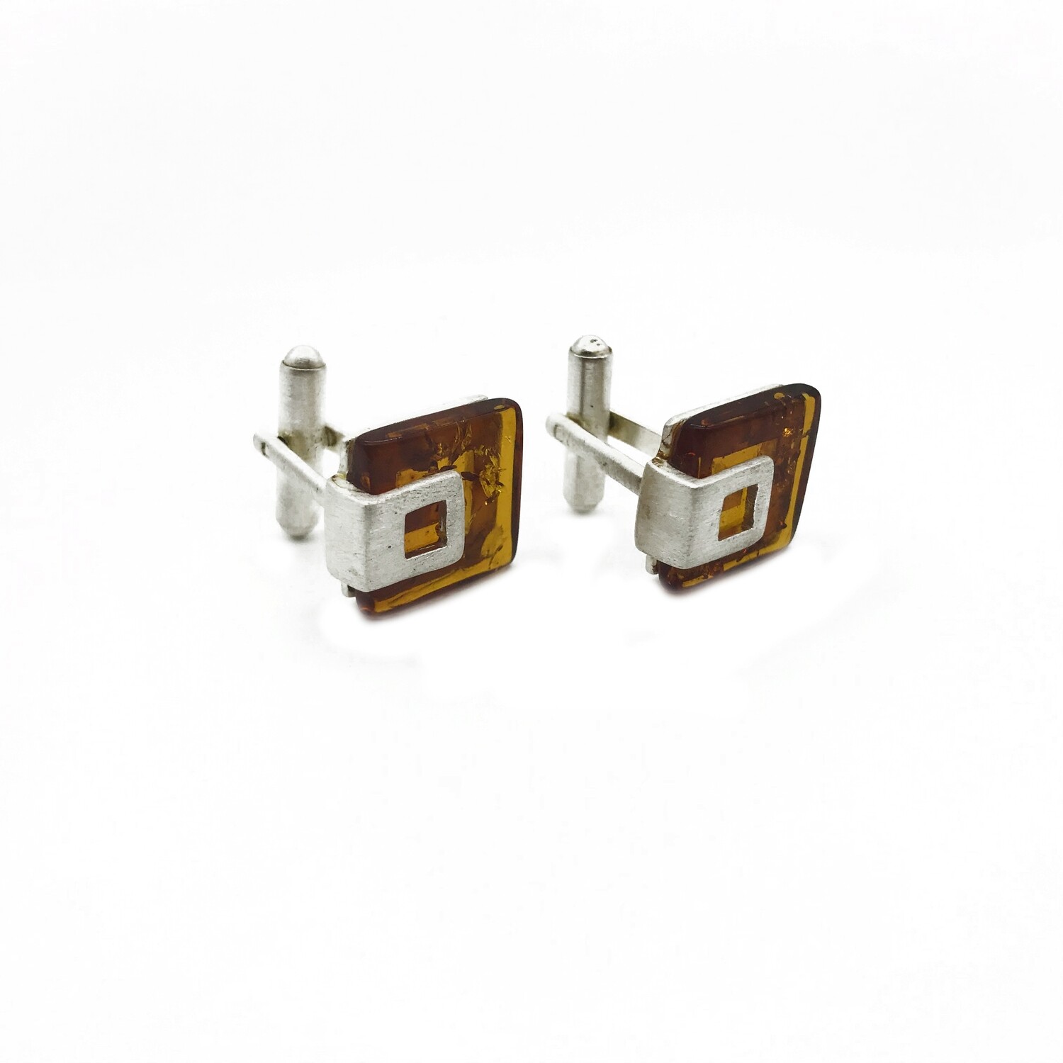 Silver and Amber Cufflinks