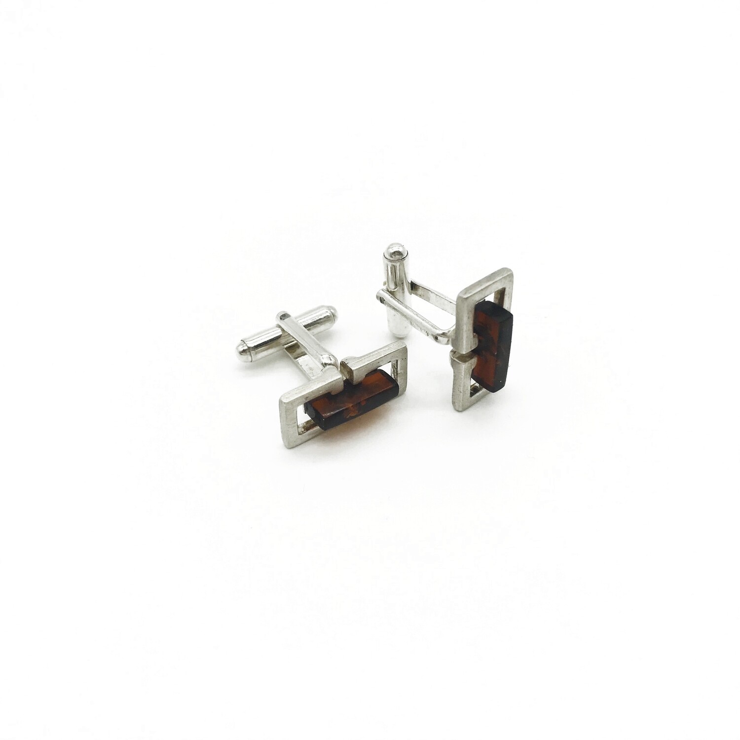 Silver and Amber Cufflinks