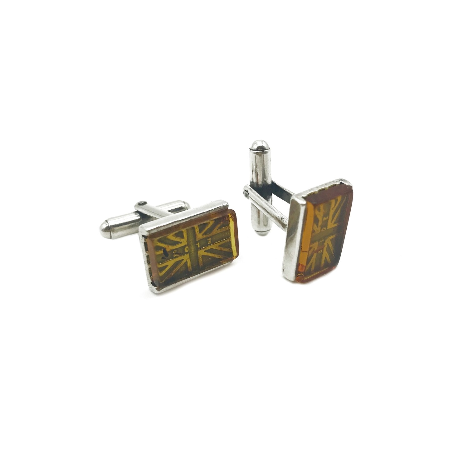 Silver and Amber Cufflinks