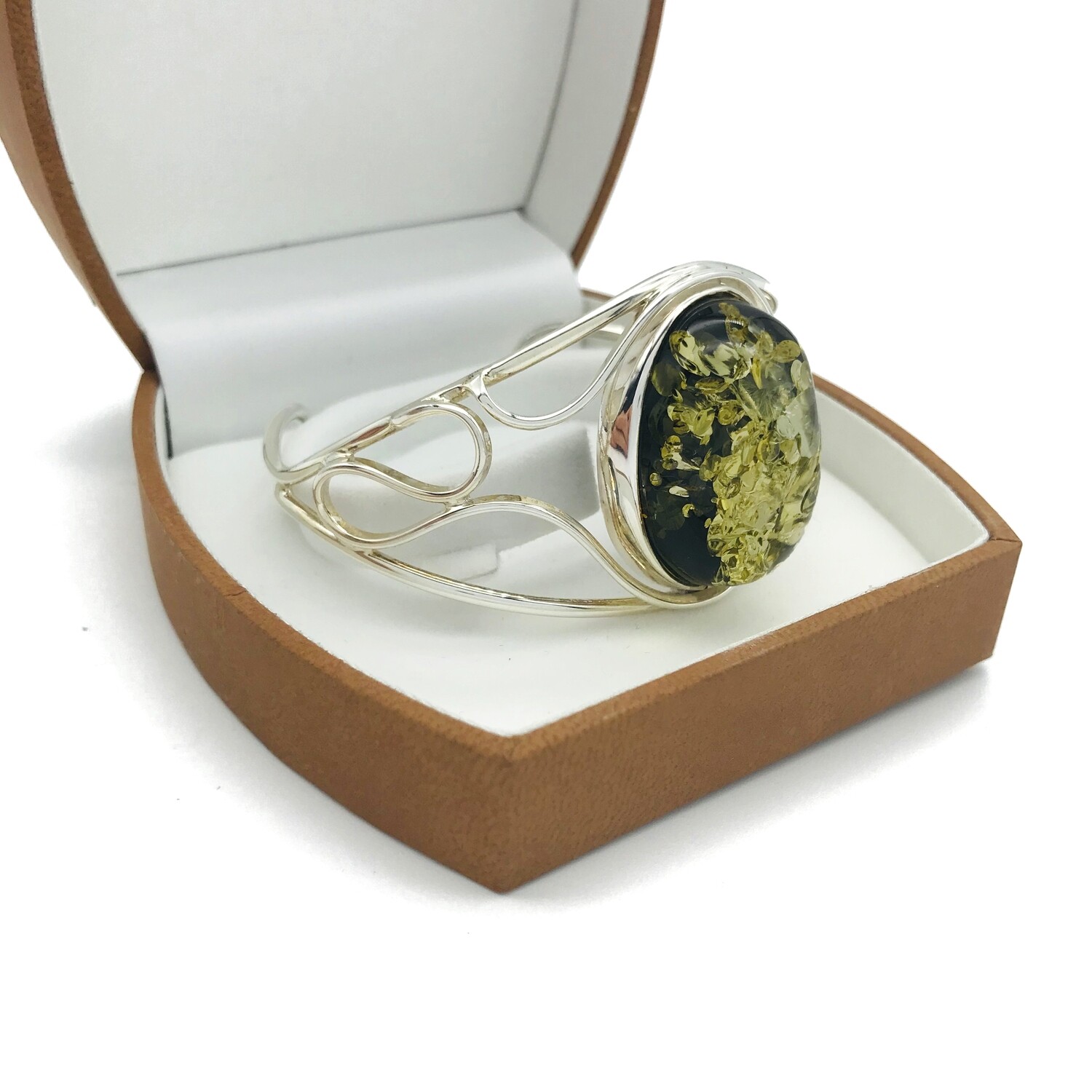Silver and Amber Bangle