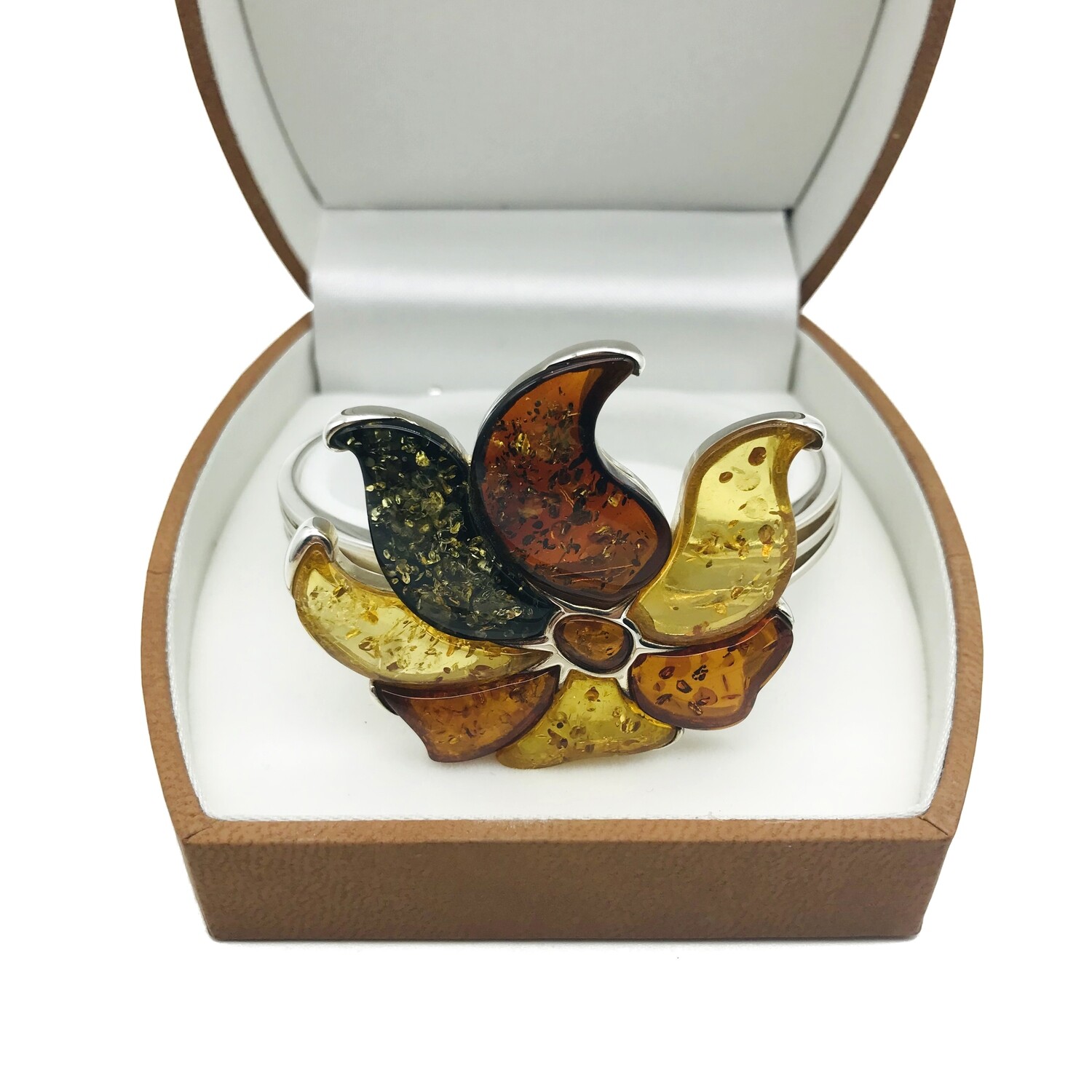 Silver and Amber Bangle