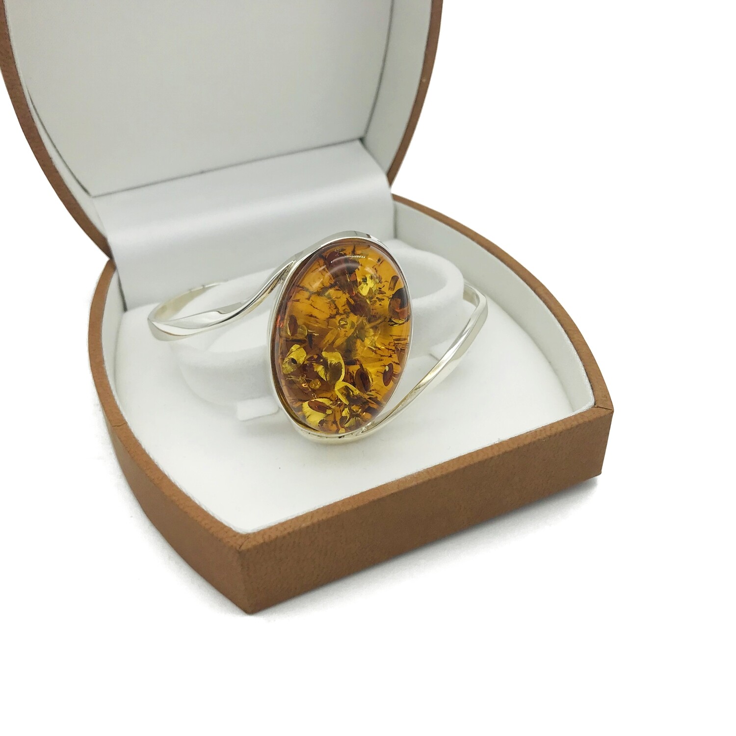 Silver and Amber Bangle