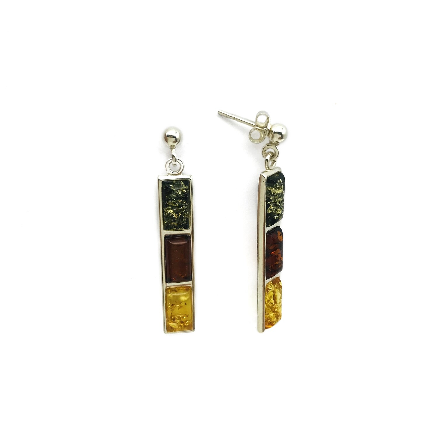 Silver and Amber Earrings