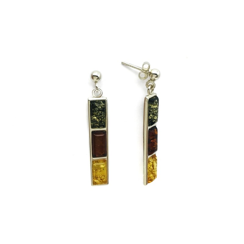 Silver and Amber Earrings