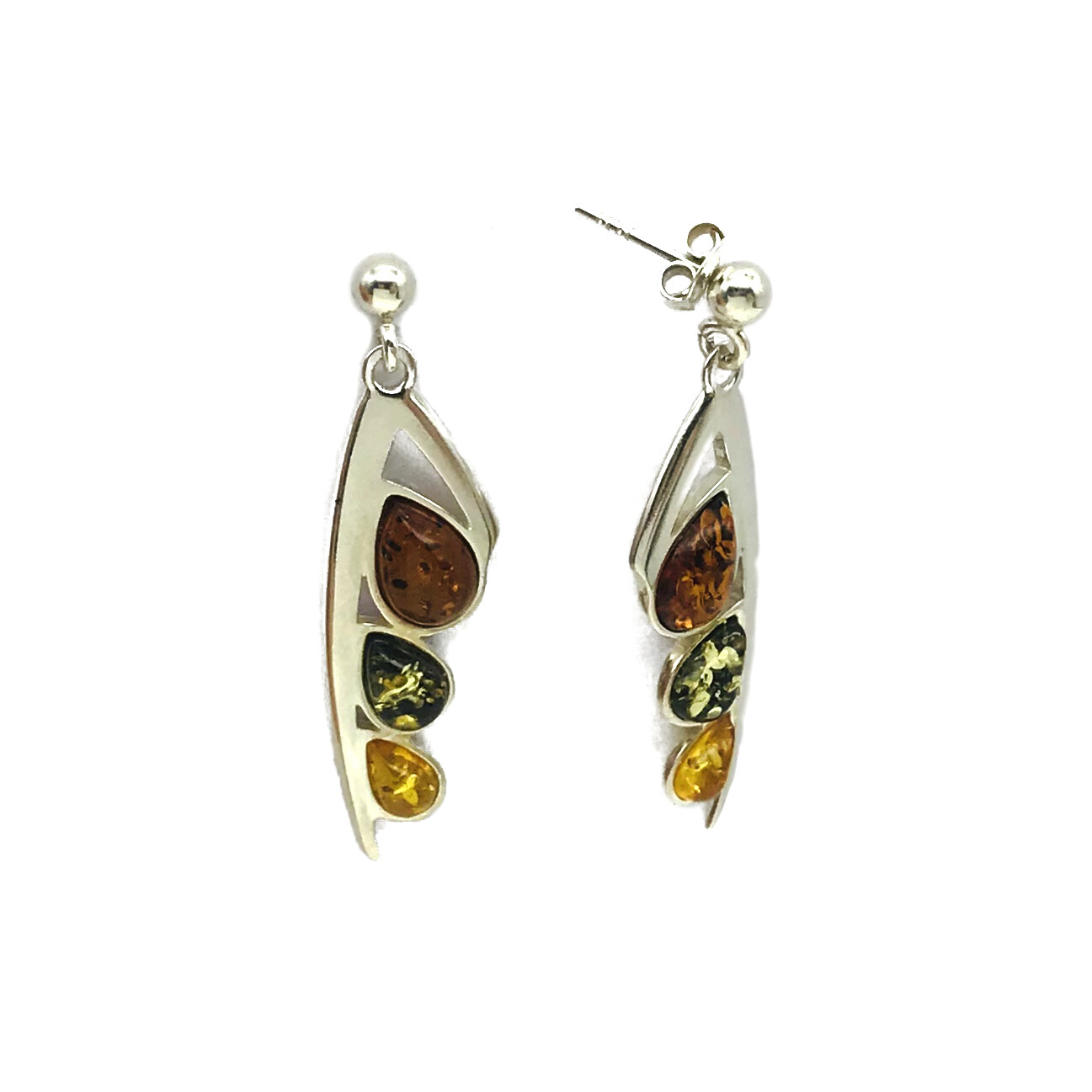 Silver and Amber Earrings