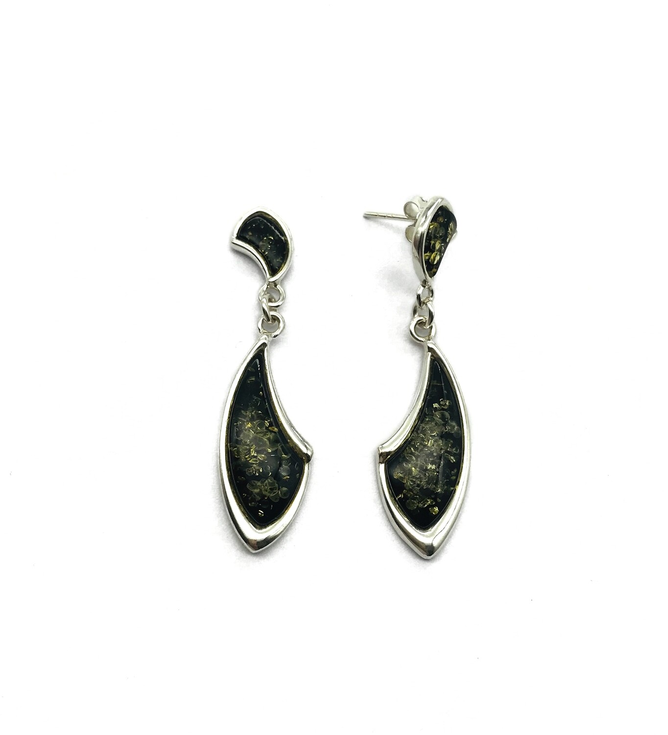 Silver and Amber Earrings