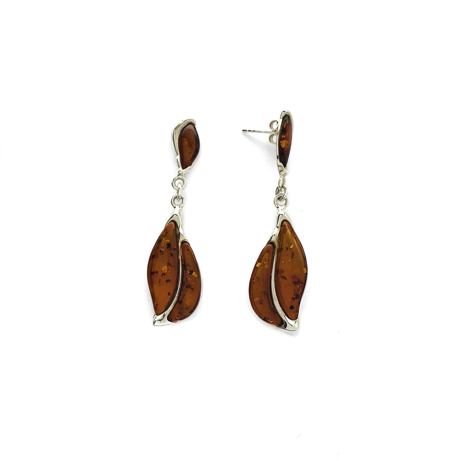 Silver and Amber Earrings