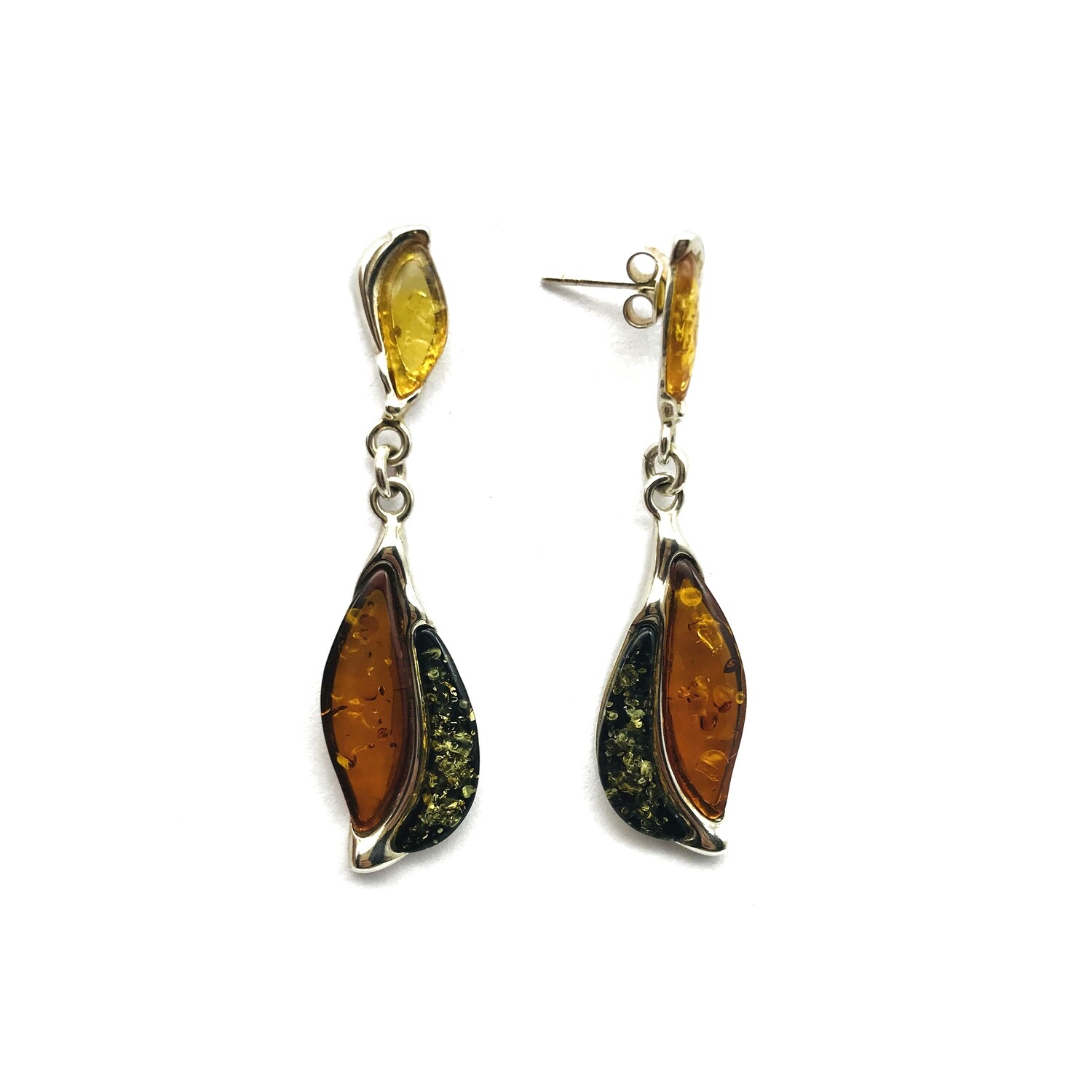 Silver and Amber Earrings