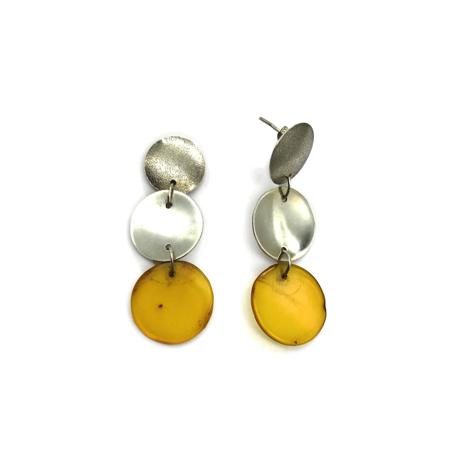 Silver and Amber Earrings