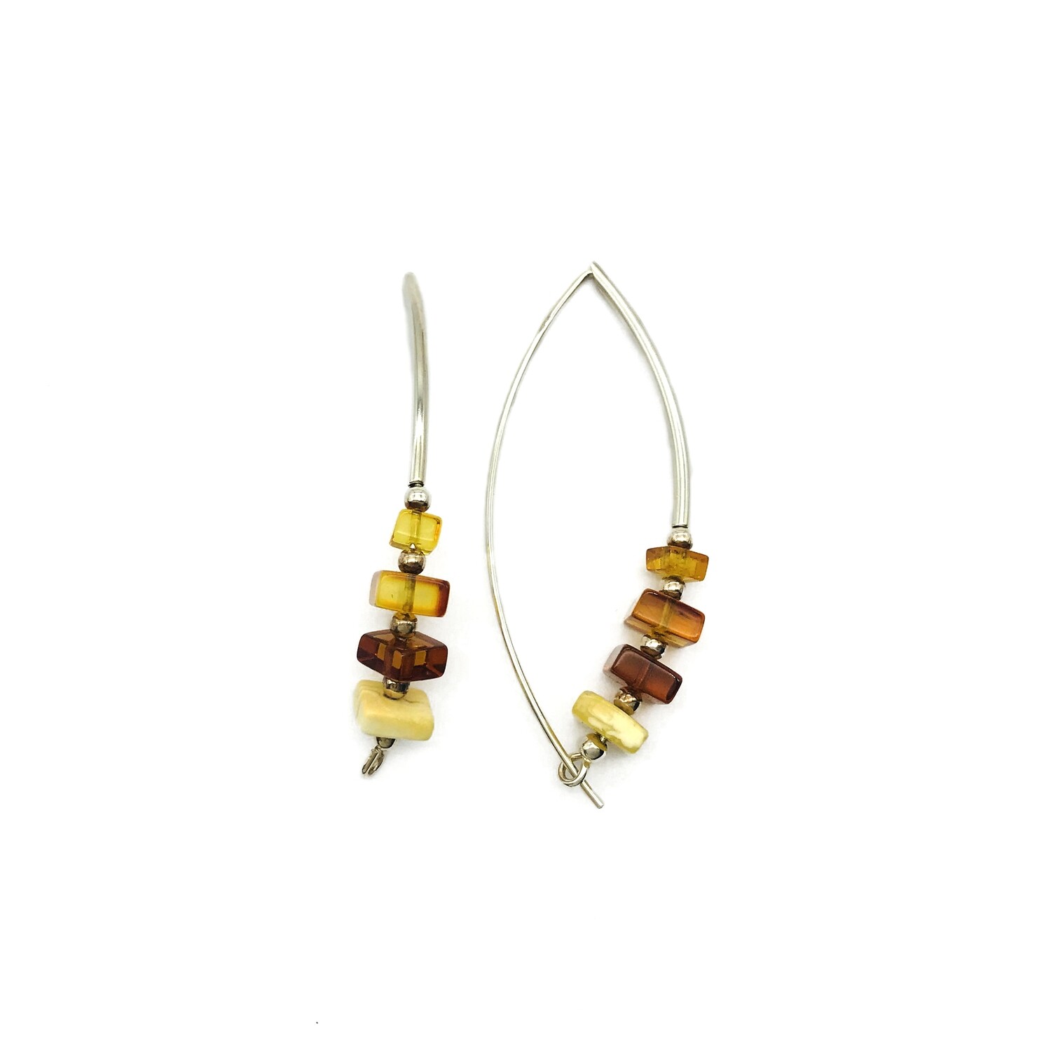 Silver and Amber Earrings