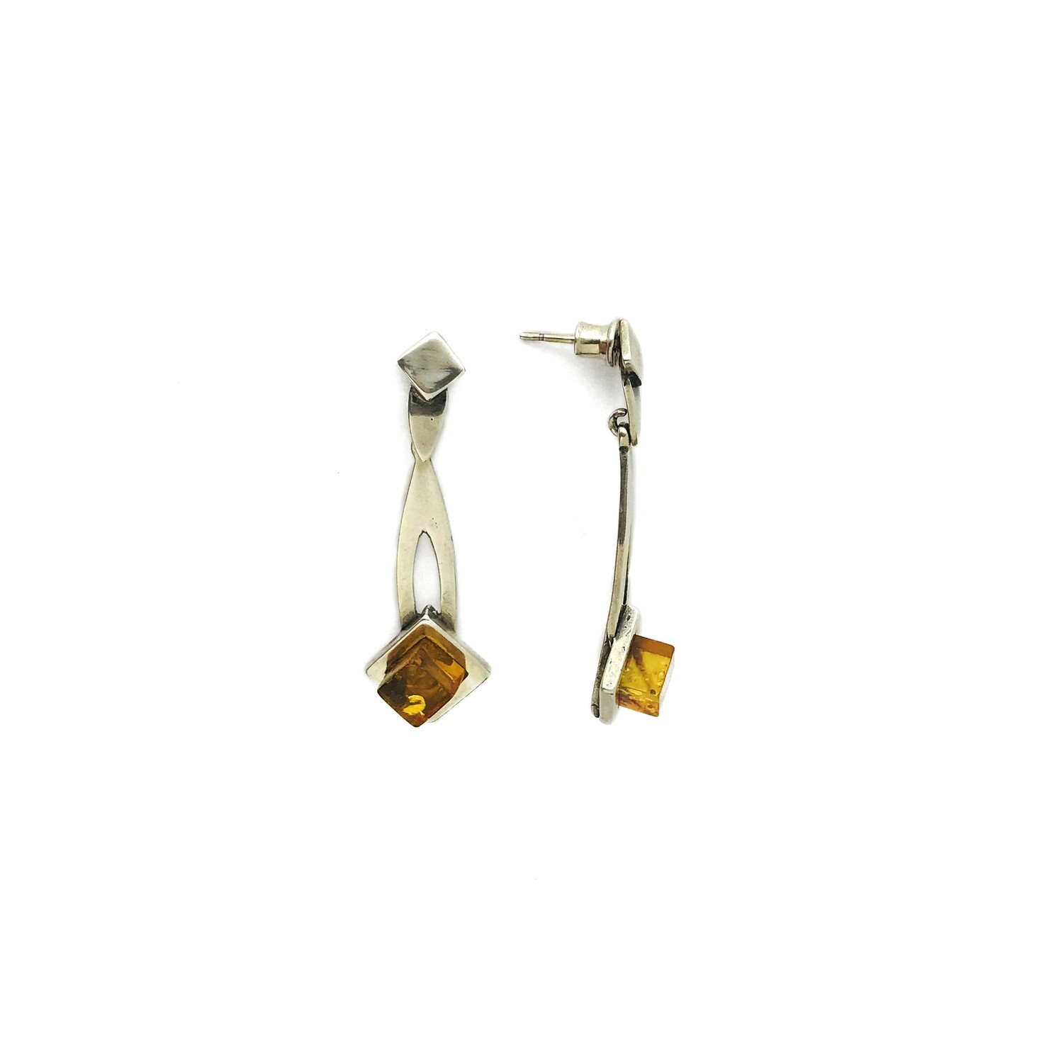 Silver and Amber Earrings