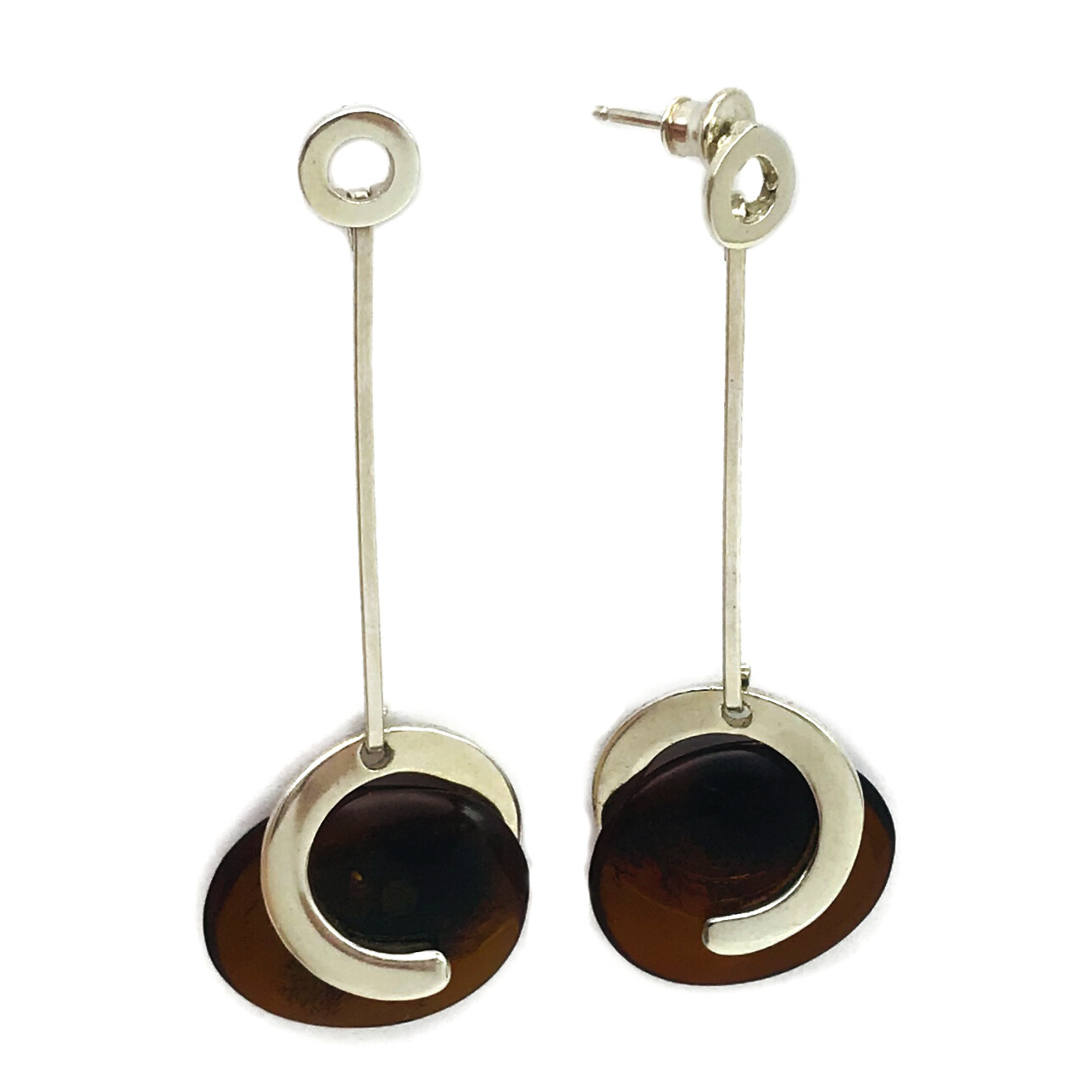 Silver and Amber Earrings