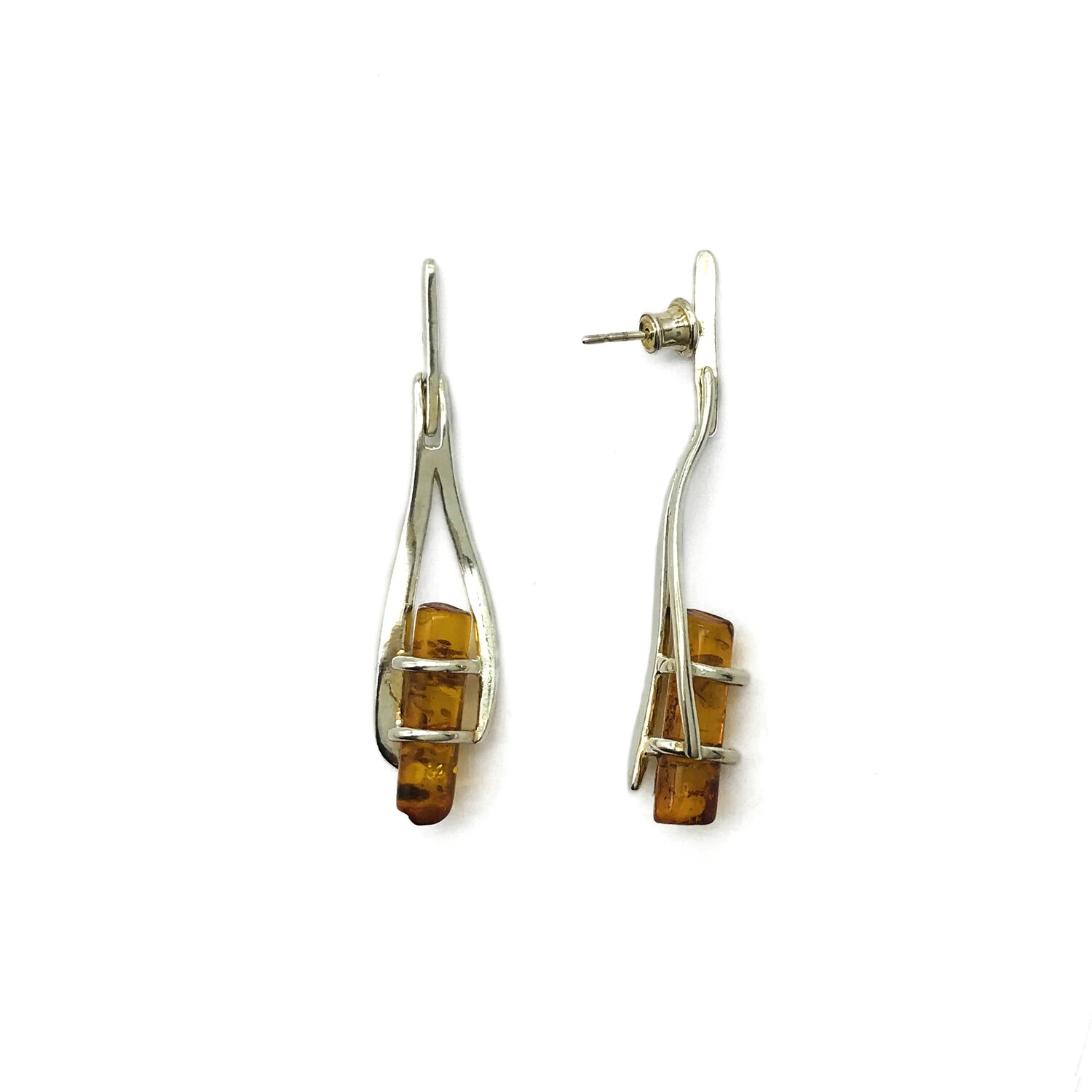 Silver and Amber Earrings