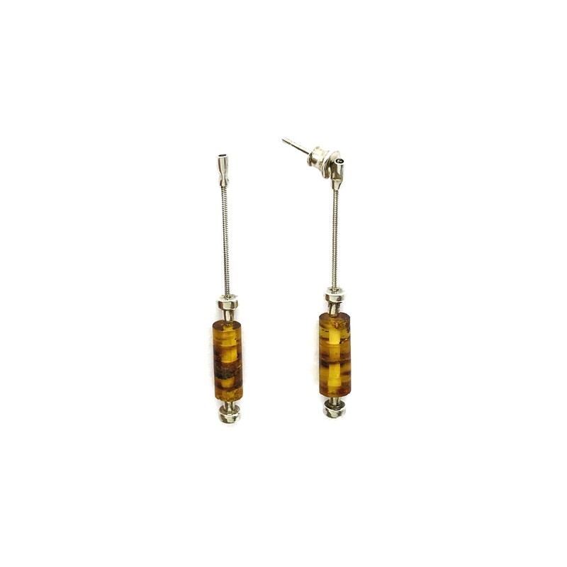 Silver and Amber Earrings