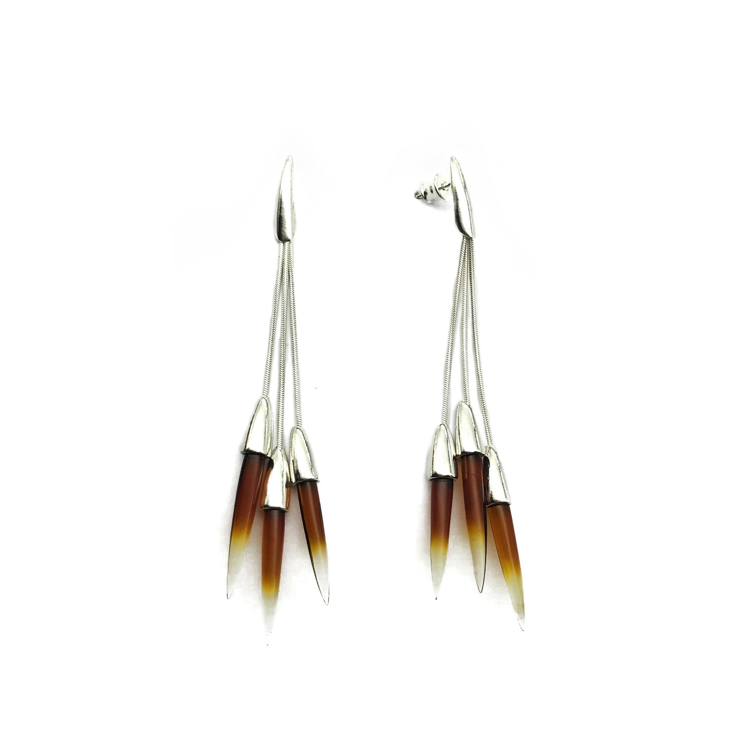 Stalactite, Amber Icicles - Silver and Amber Earrings