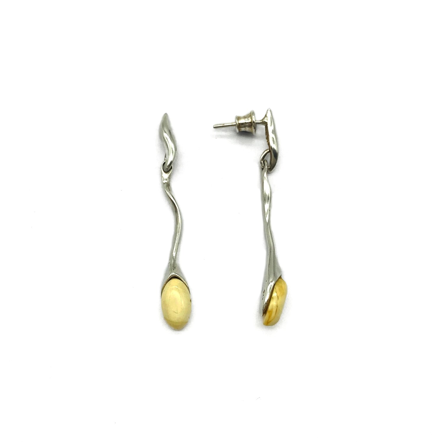 Silver and Amber Earrings