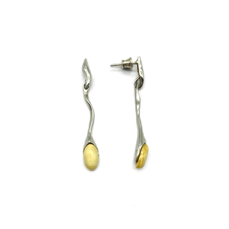 Silver and Amber Earrings