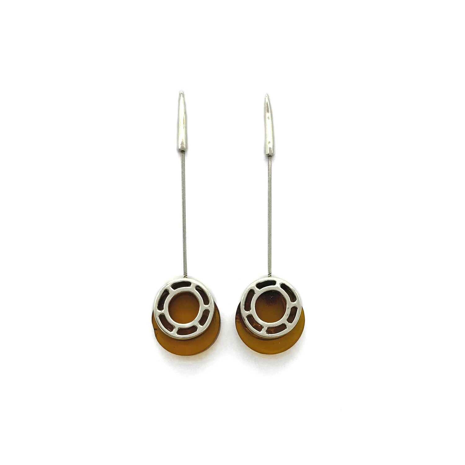 Silver and Amber Earrings