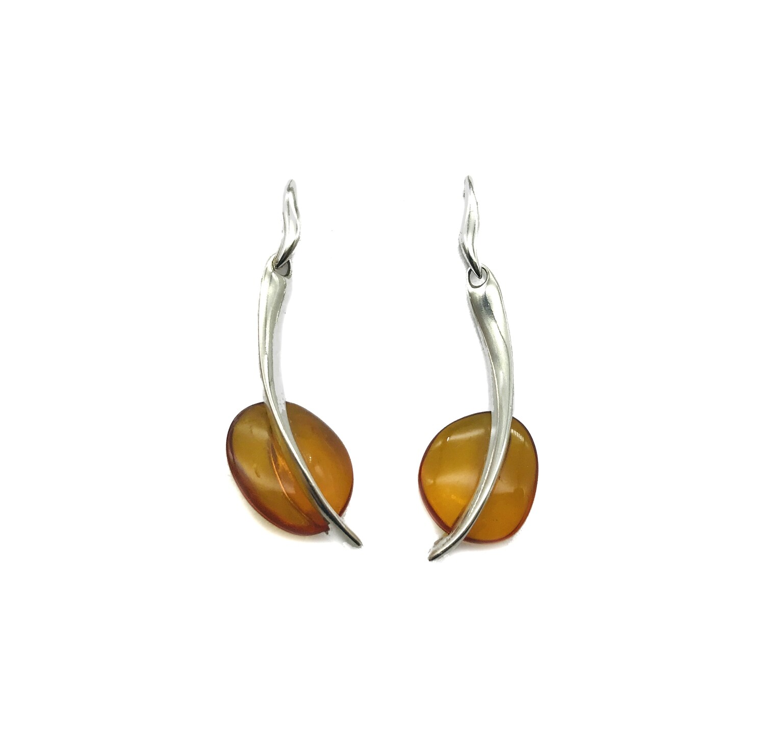 Silver and Amber Earrings