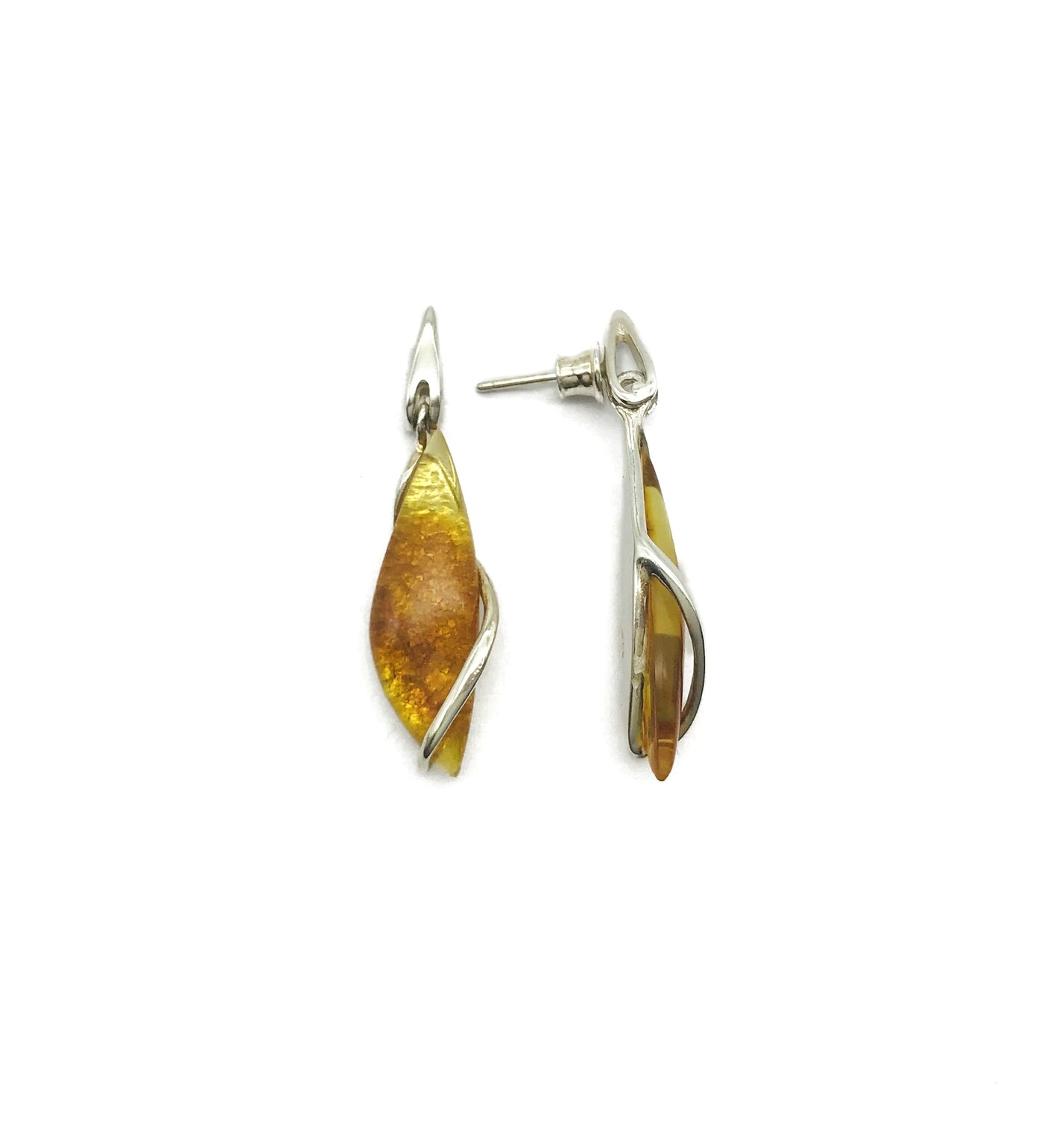 Silver and Amber Earrings