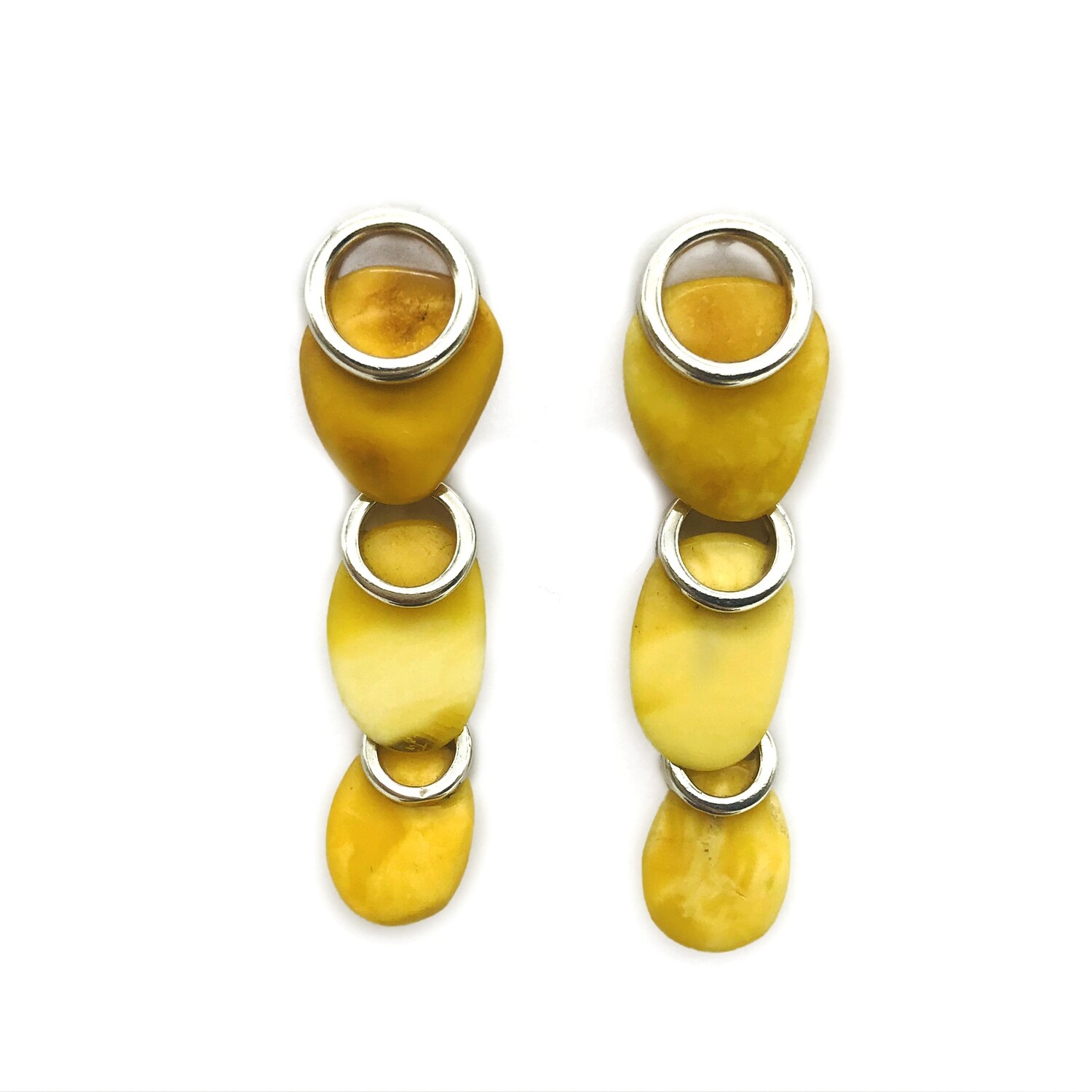 Silver and Amber Earrings