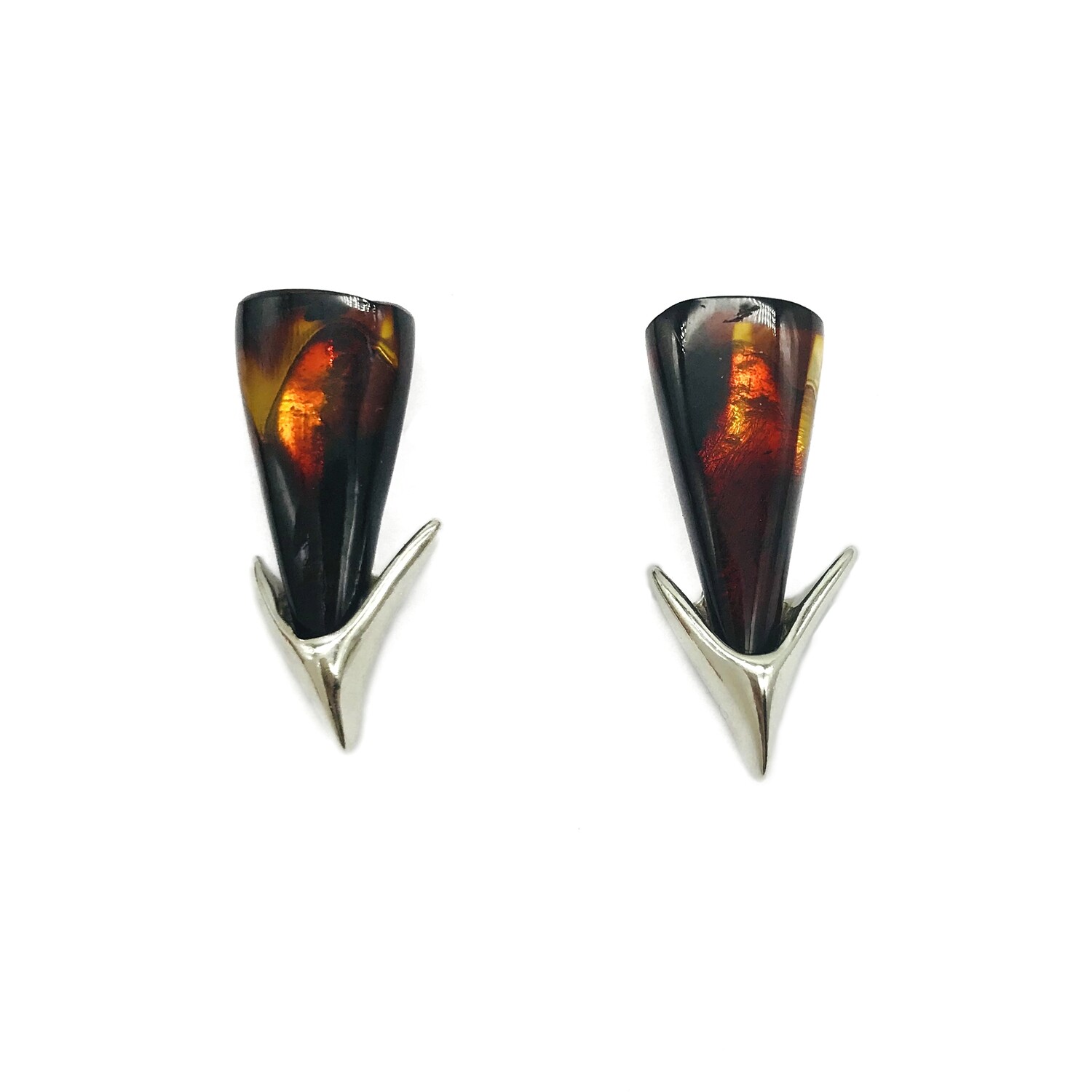 Silver and Amber Earrings