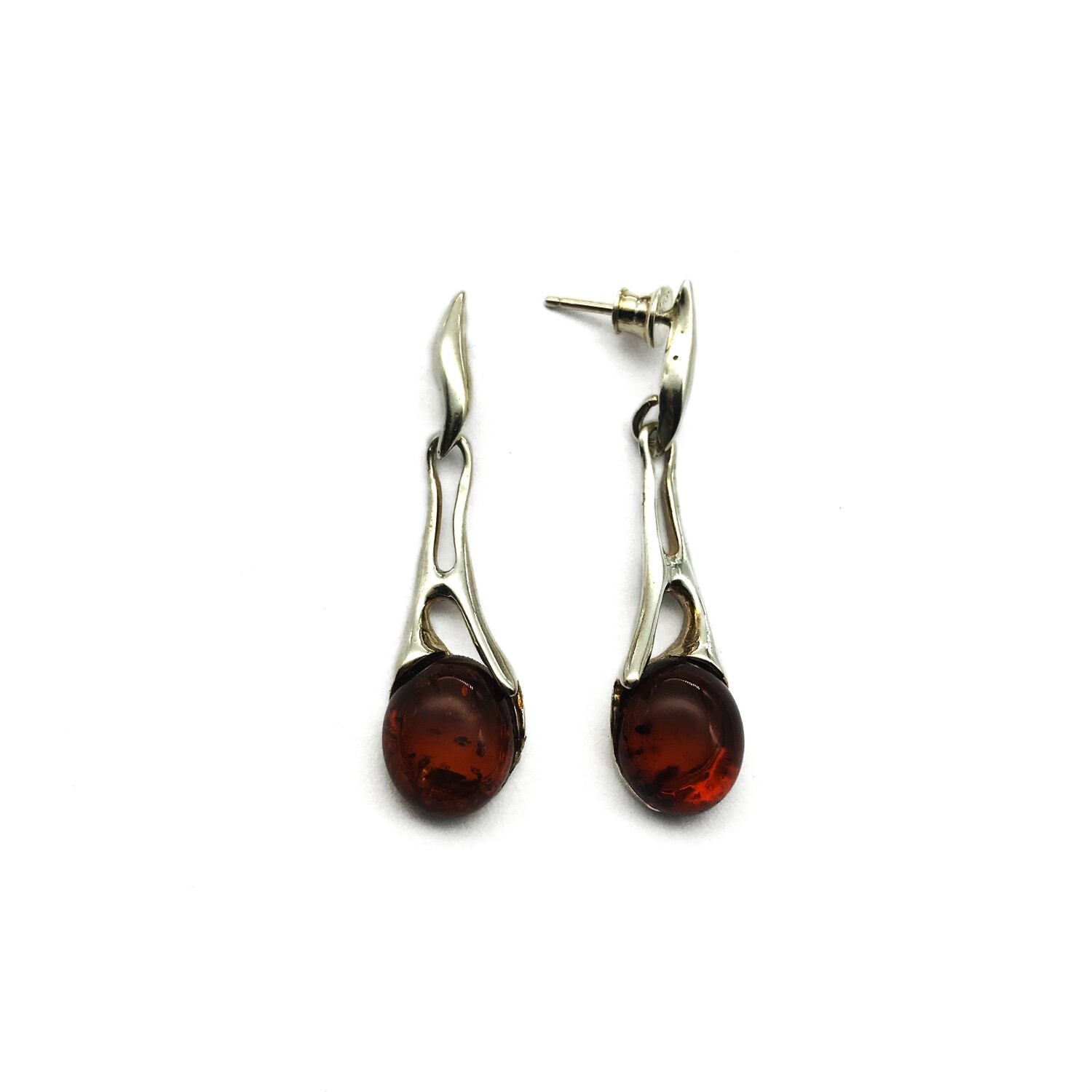 Silver and Amber Earrings