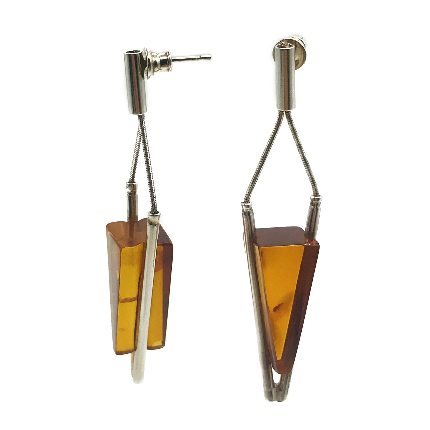 Silver and Amber Earrings