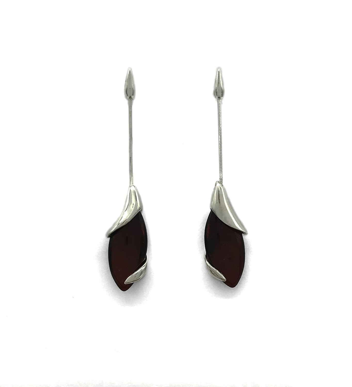 Silver and Amber Earrings
