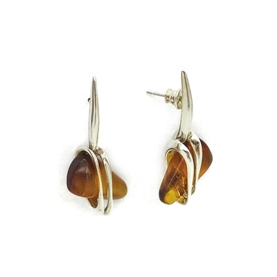 Silver and Amber Earrings
