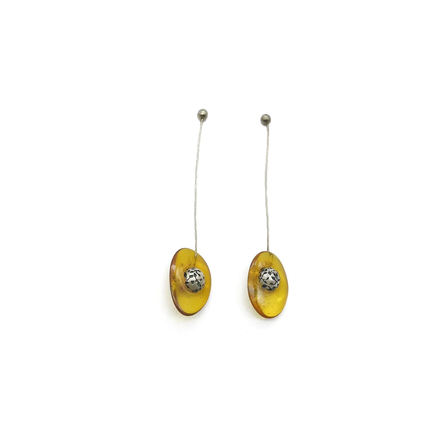 Silver and Amber Earrings