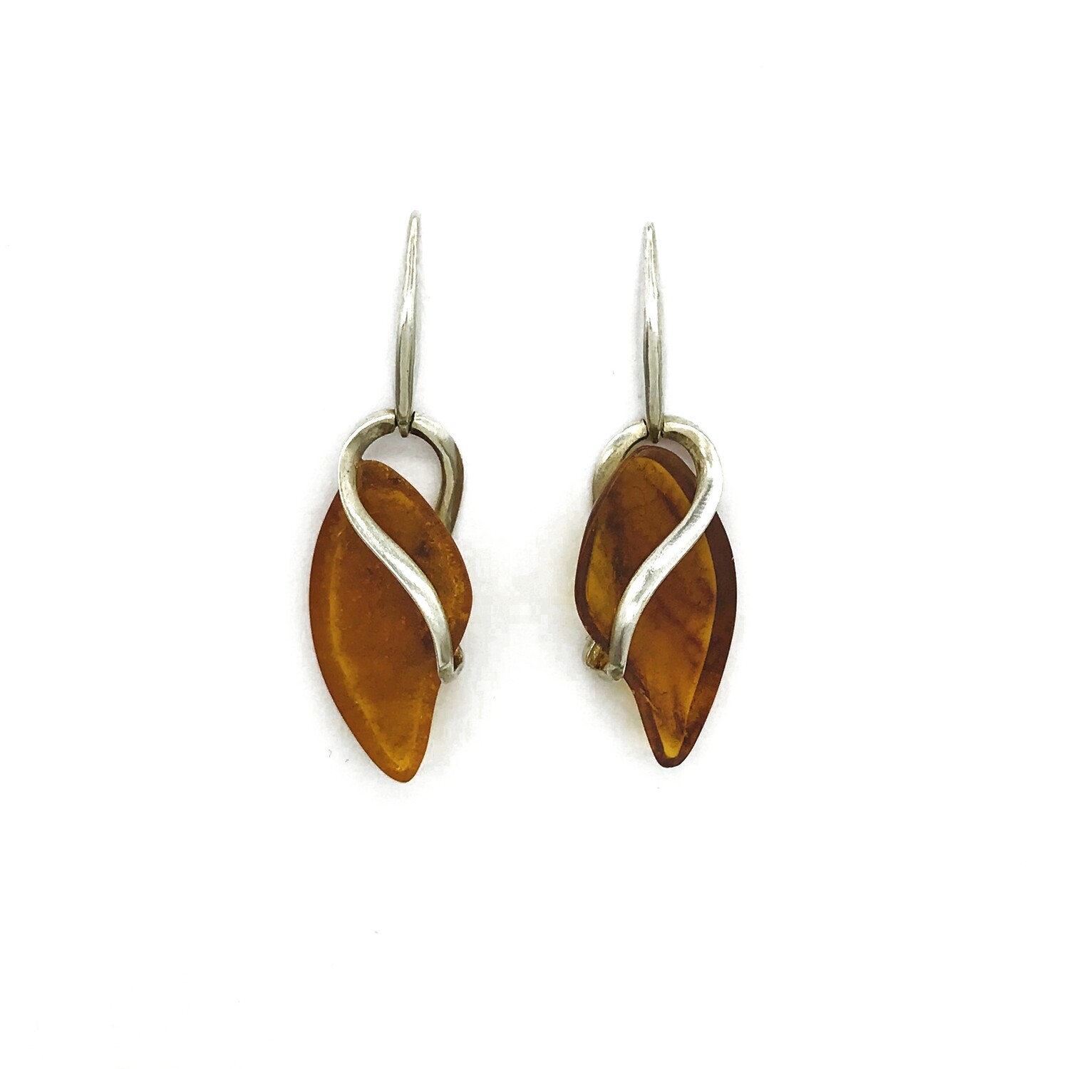 Silver and Amber Earrings