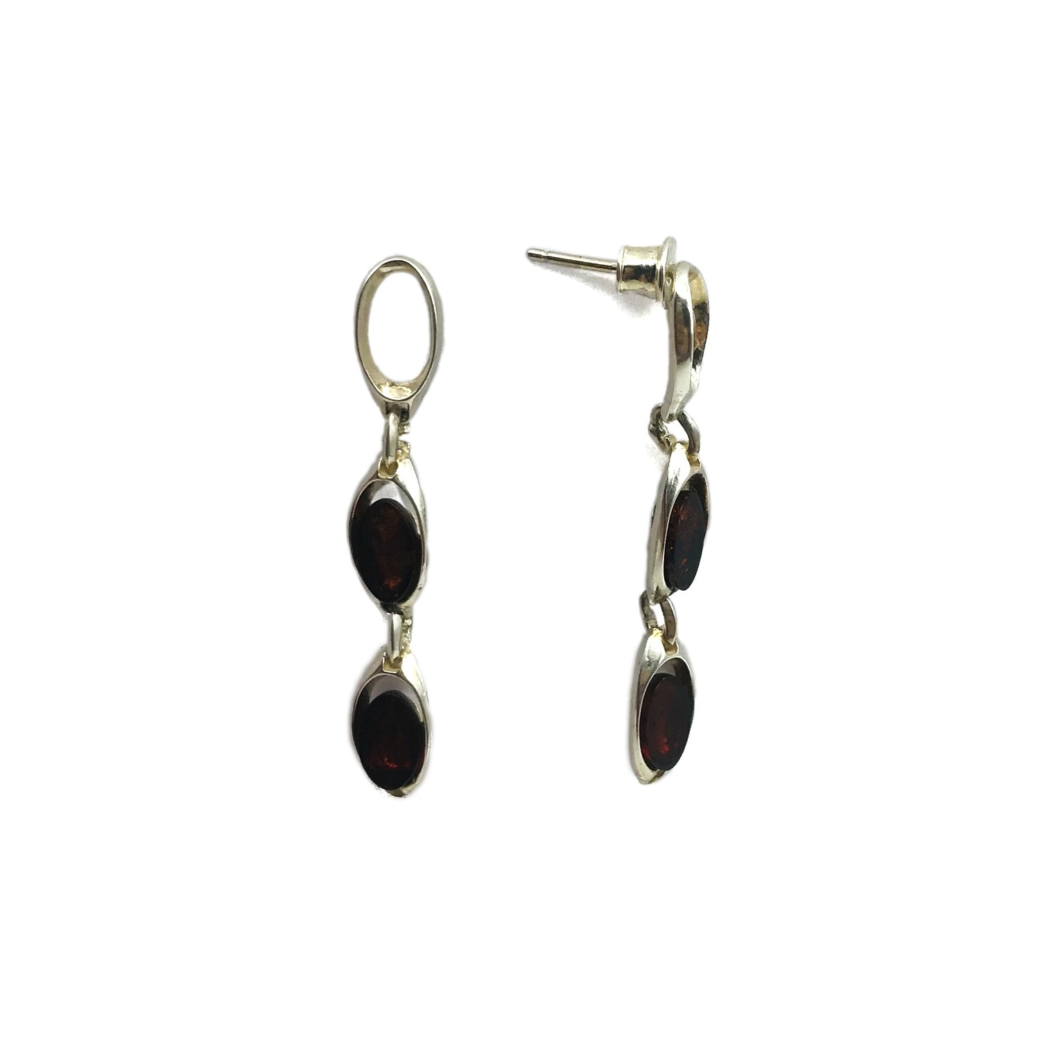 Silver and Amber Earrings
