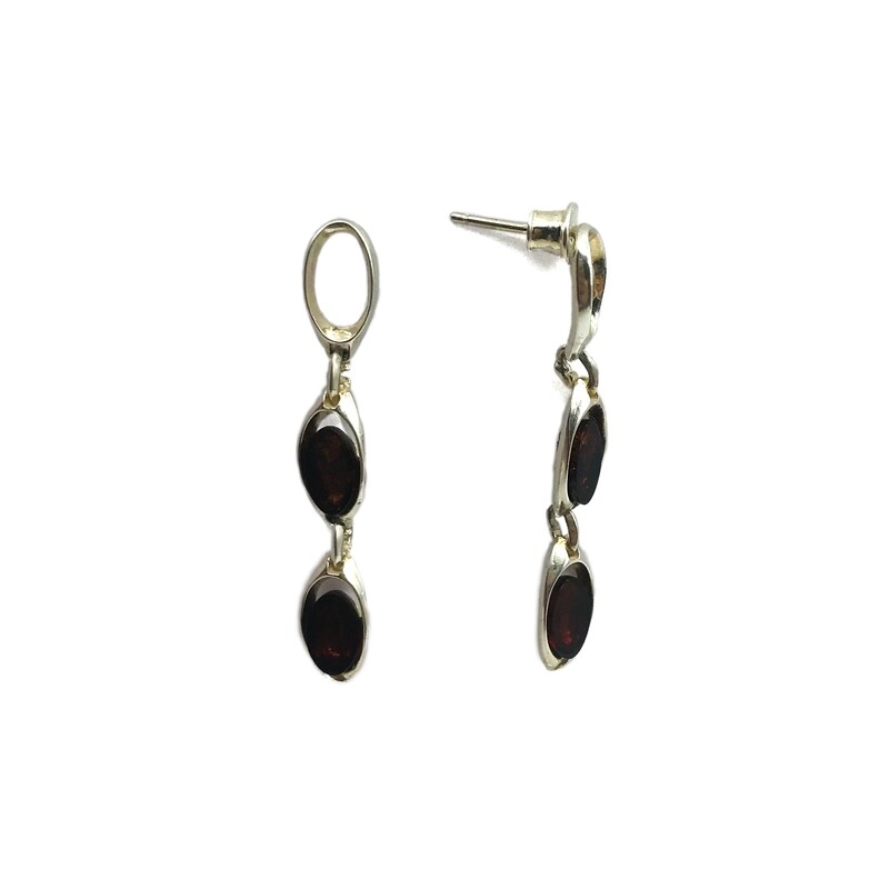Silver and Amber Earrings