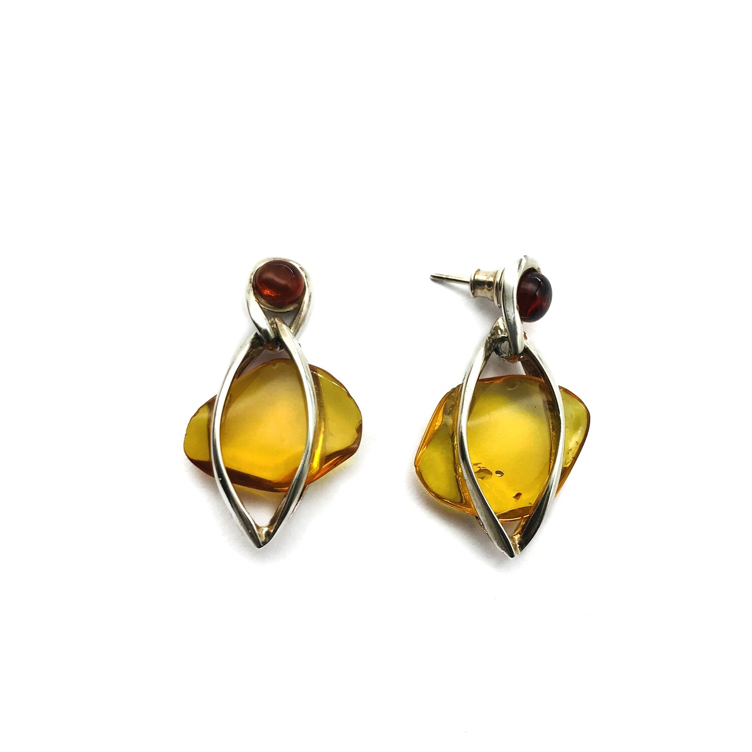 Silver and Amber Earrings