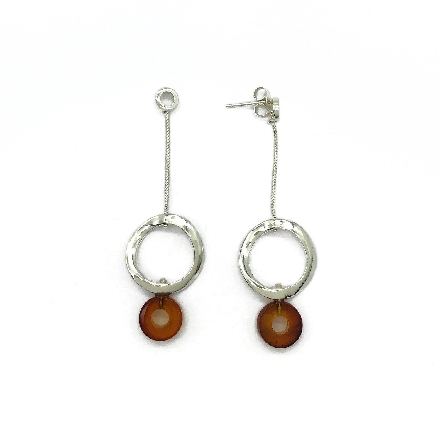 Silver and Amber Earrings