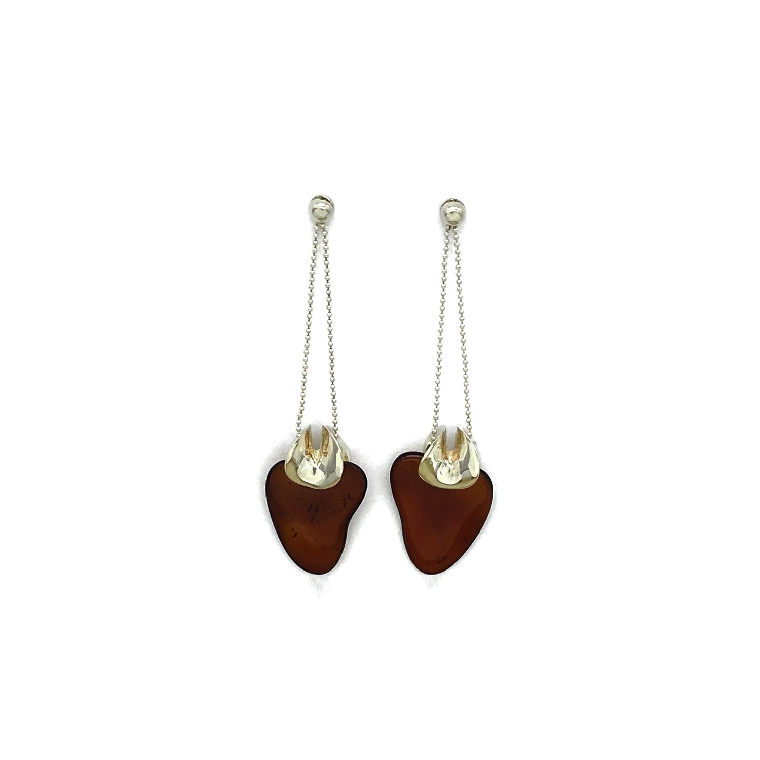 Silver and Amber Earrings