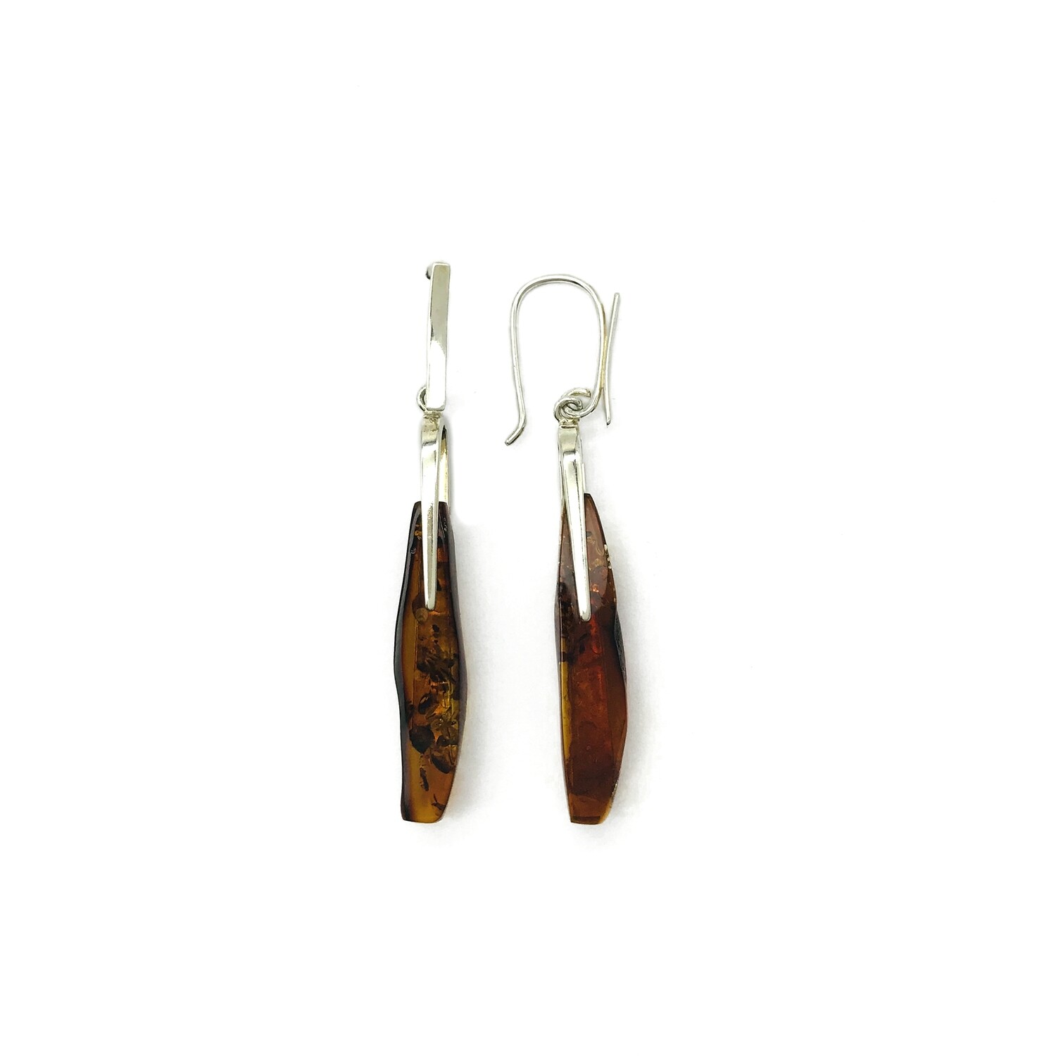 Silver and Amber Earrings