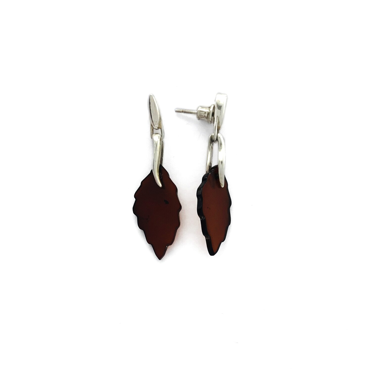 Silver and Amber Earrings