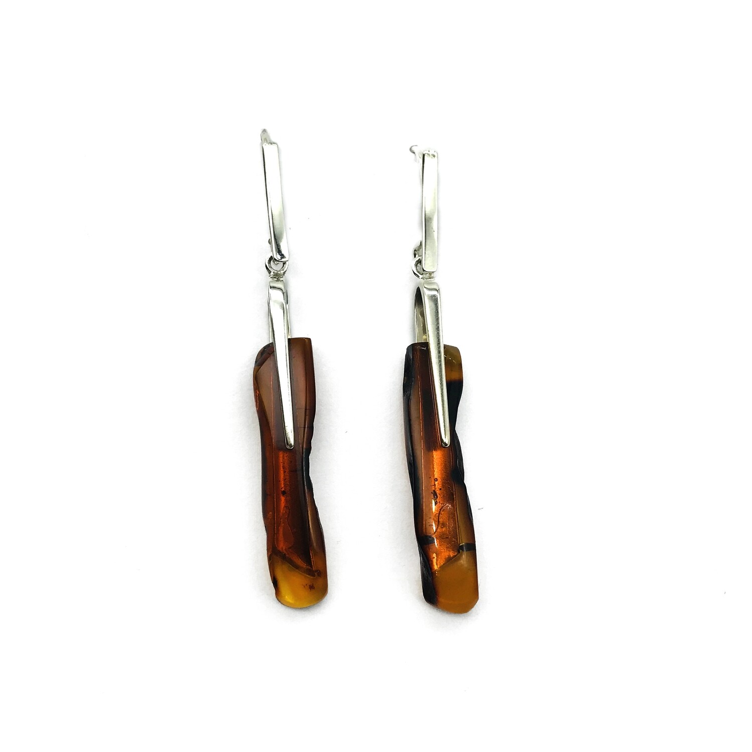 Silver and Amber Earrings