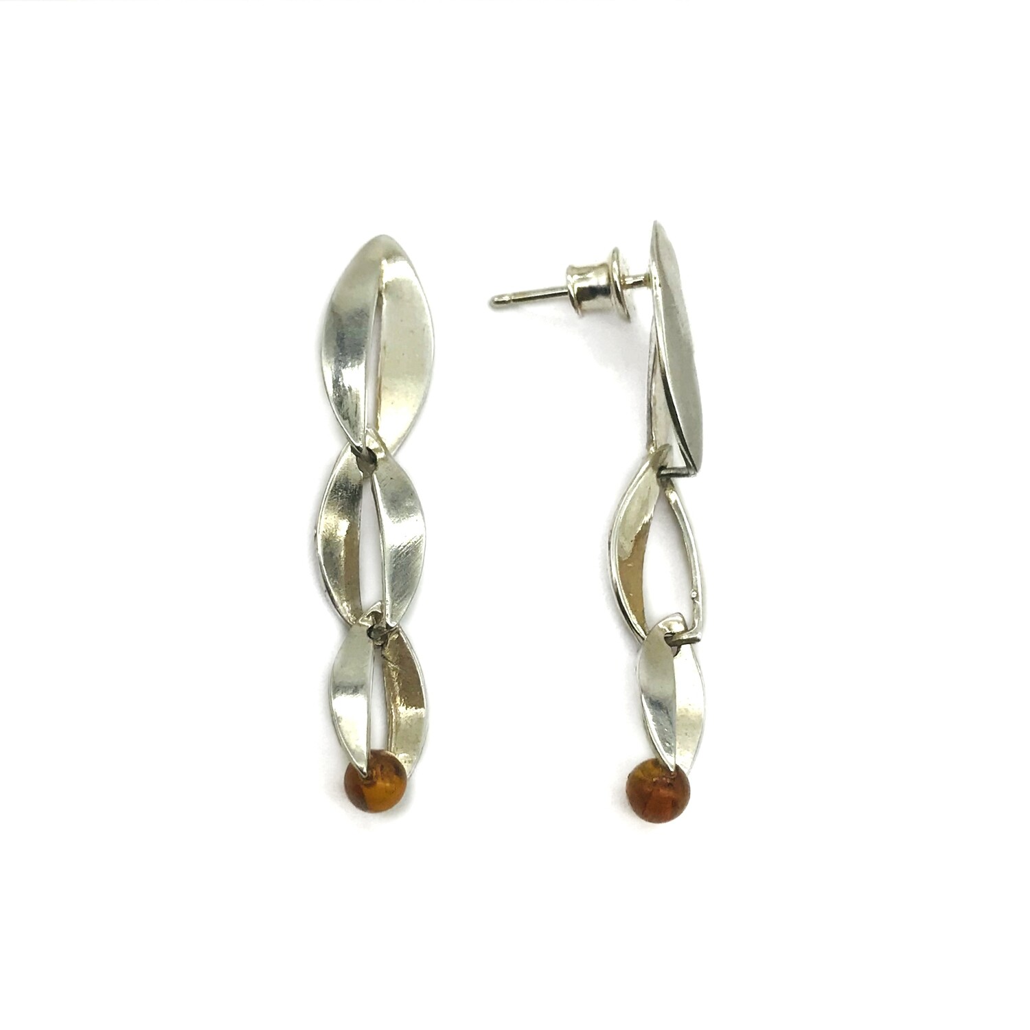 Silver and Amber Earrings