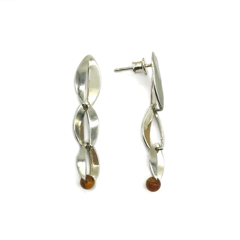 Silver and Amber Earrings