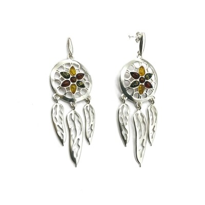 Silver and Amber Earrings