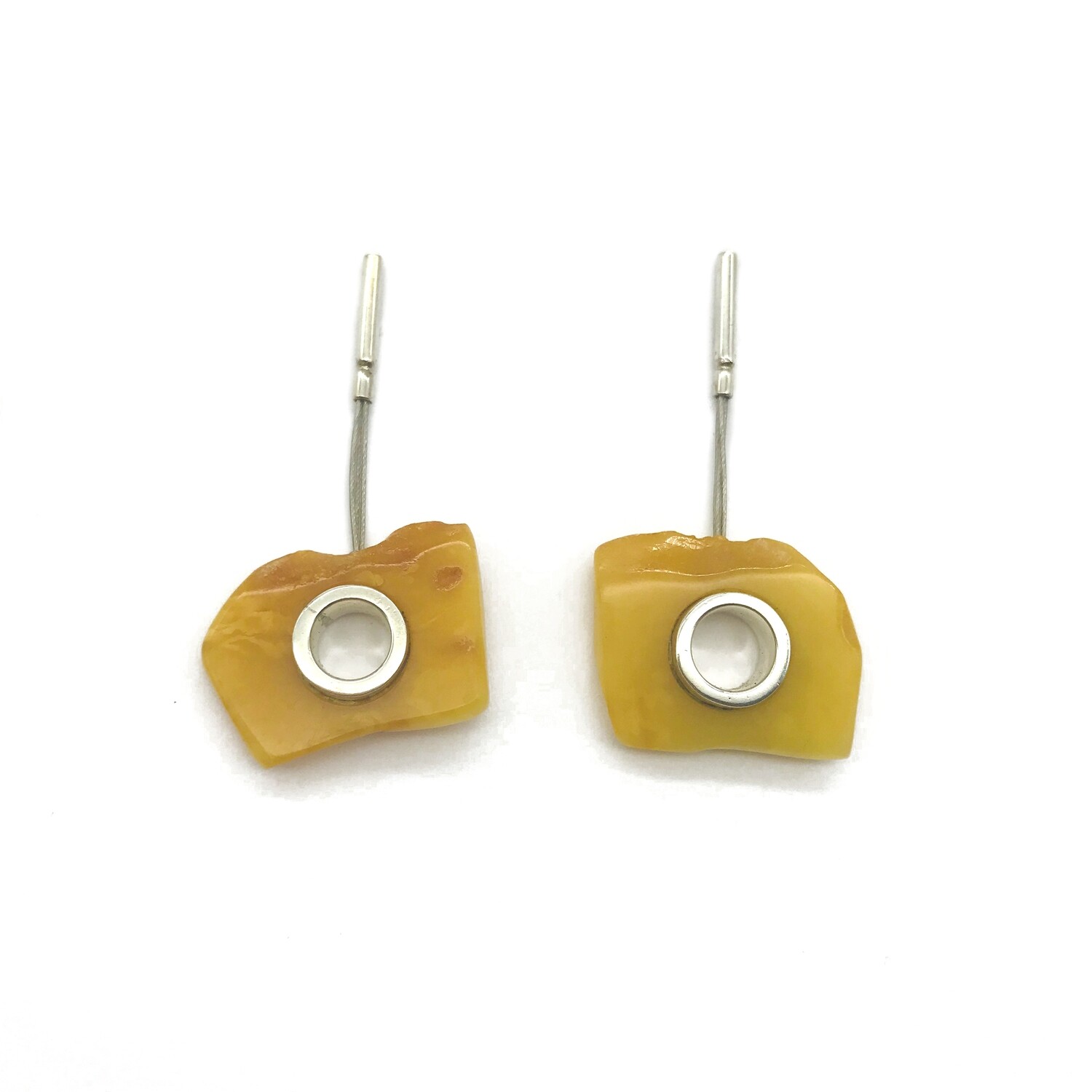 Silver and Amber Earrings