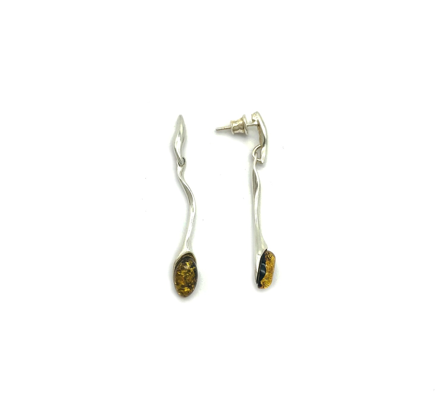 Silver and Amber Earrings