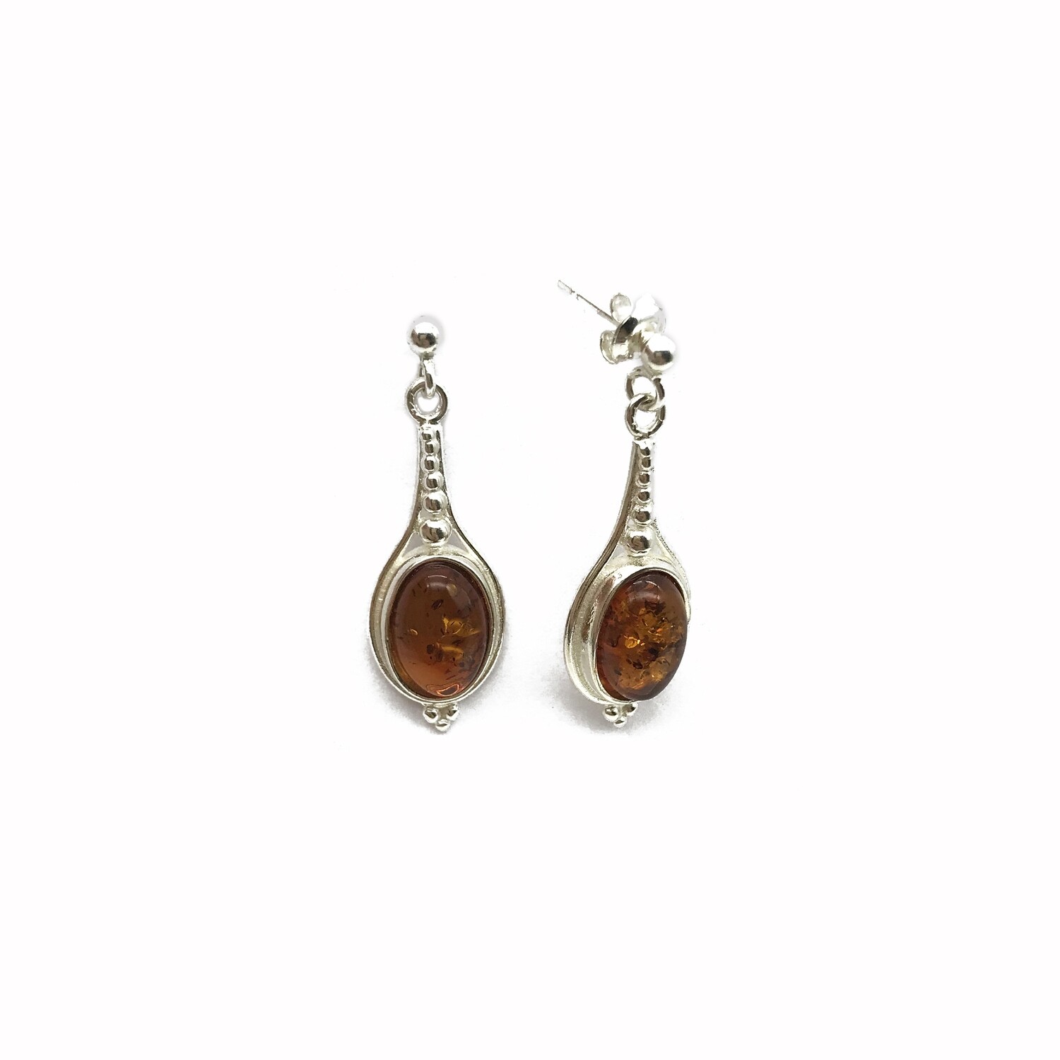 Silver and Amber Earrings