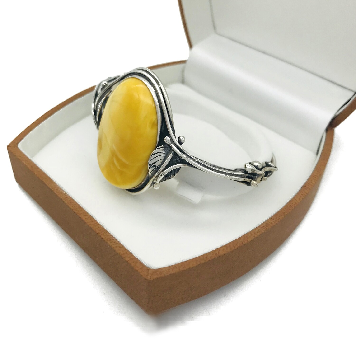 Silver and Amber Bangle