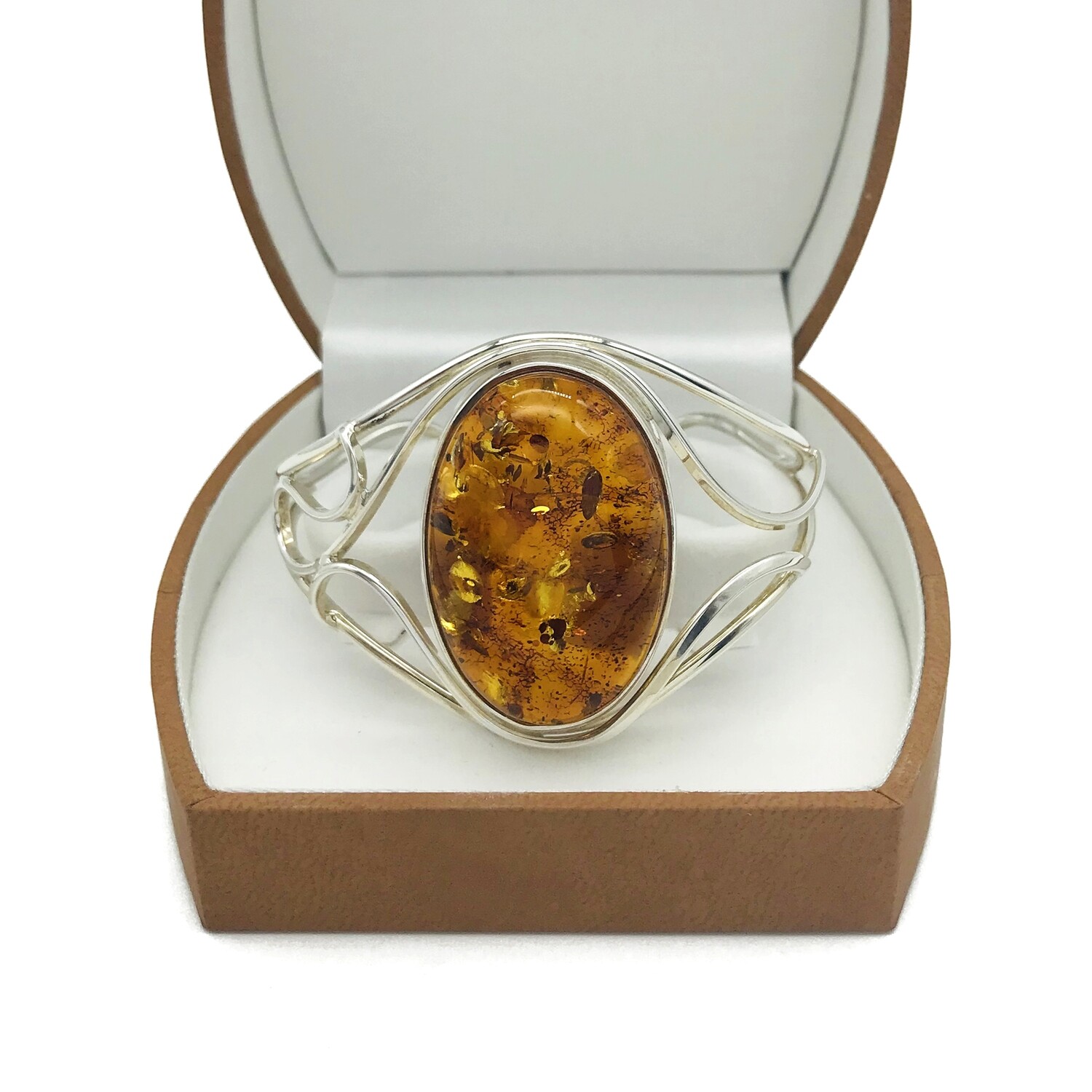 Silver and Amber Bangle