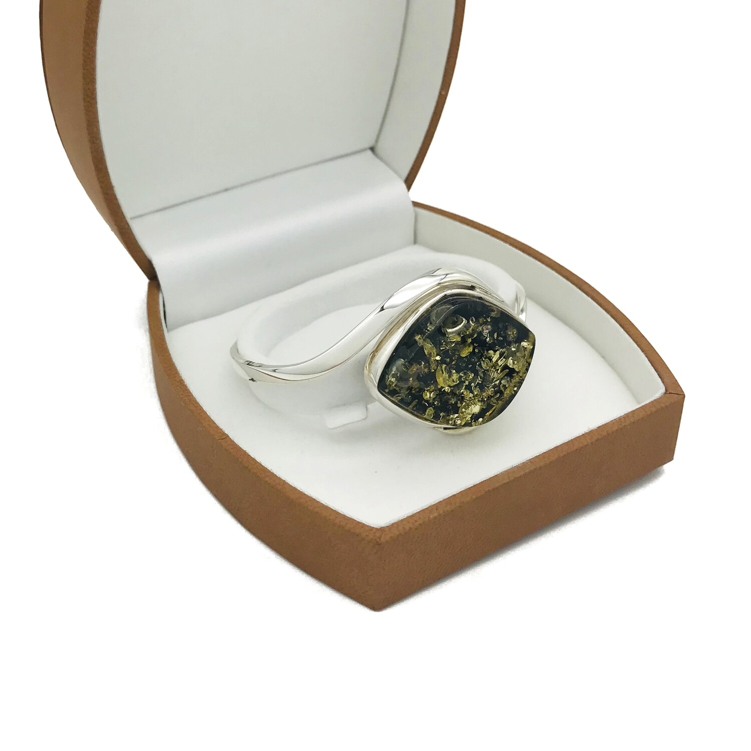 Silver and Amber Bangle