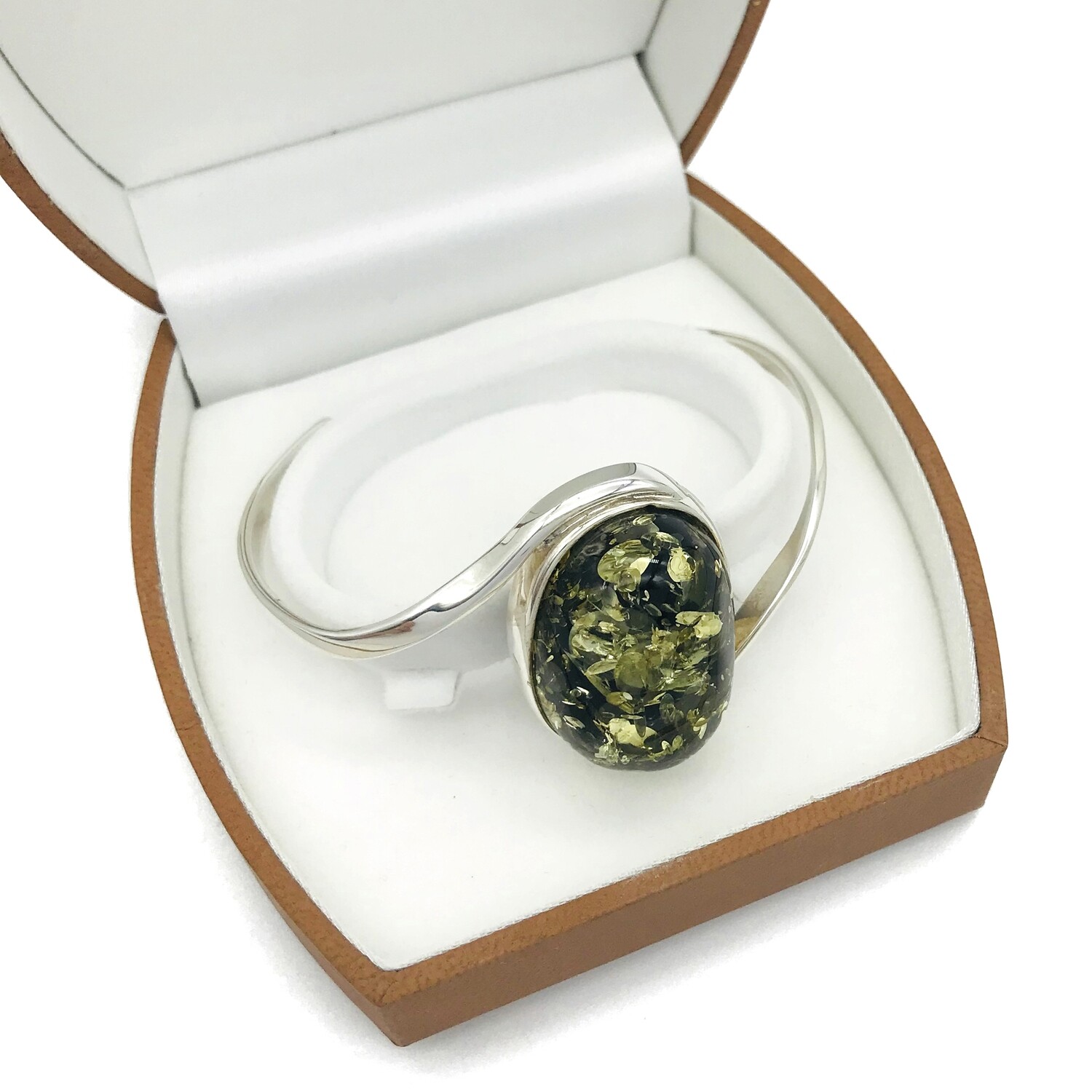 Silver and Amber Bangle